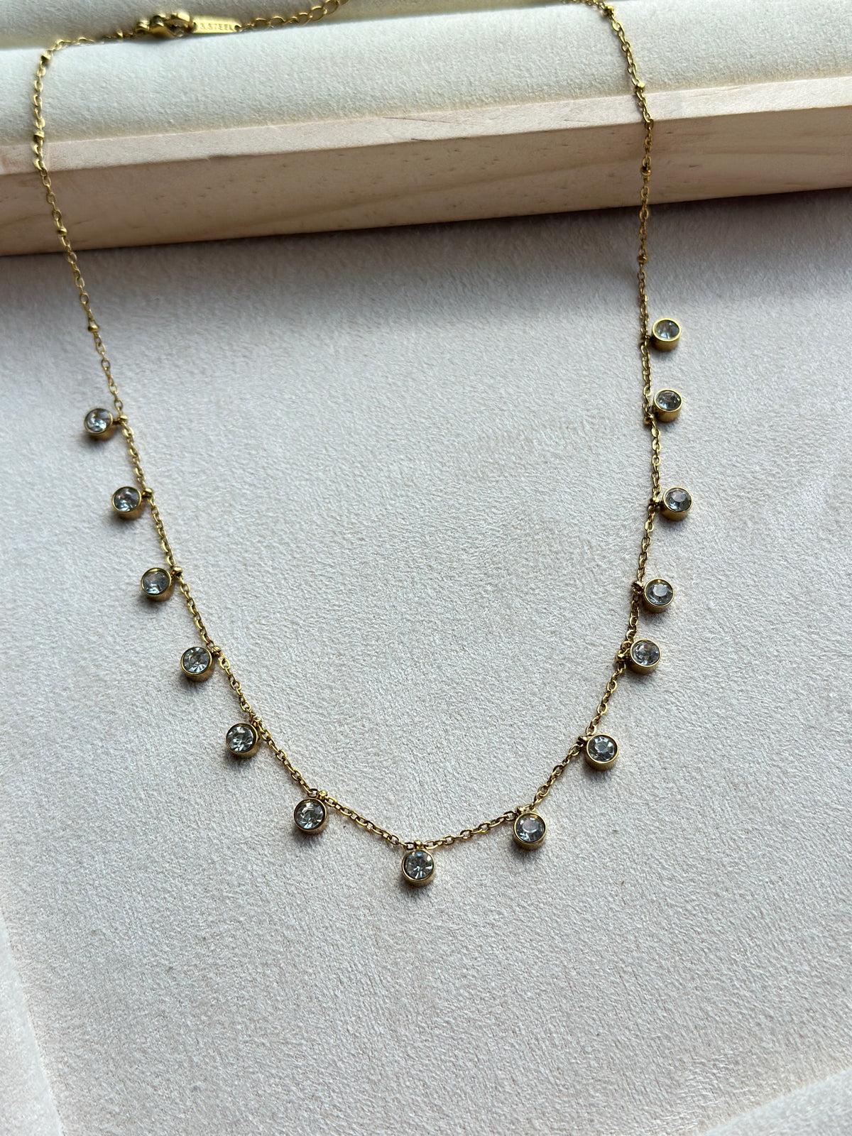 Crystal Bezel Fringe Cable Chain Necklace