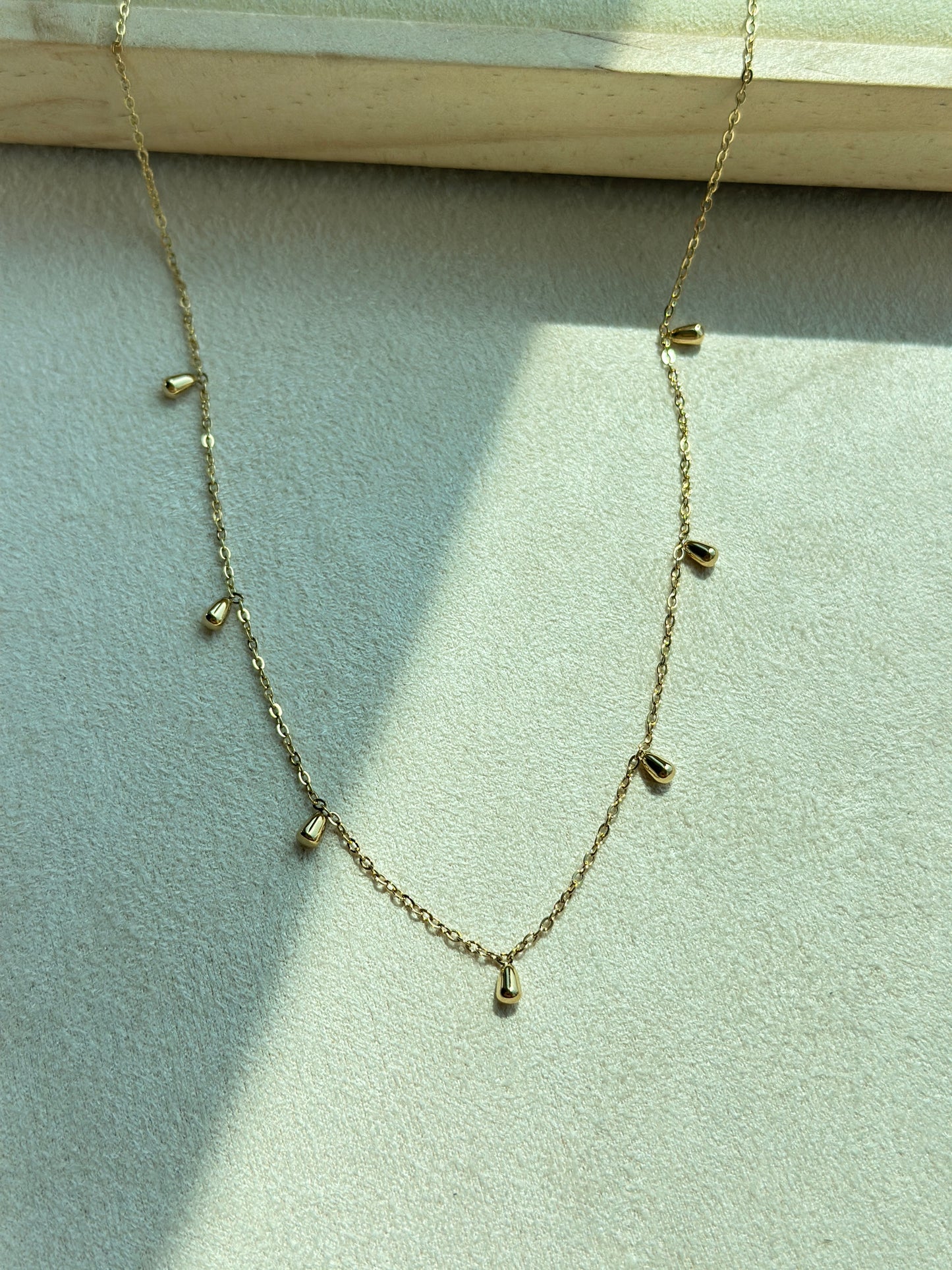 Gold Teardrop Fringe Necklace
