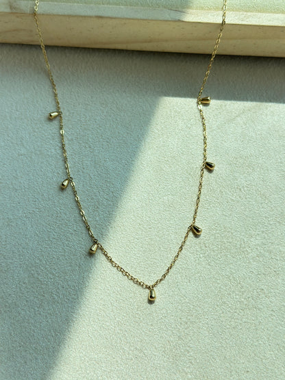 Gold Teardrop Fringe Necklace