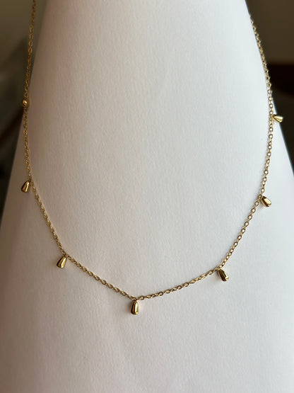 Gold Teardrop Fringe Necklace
