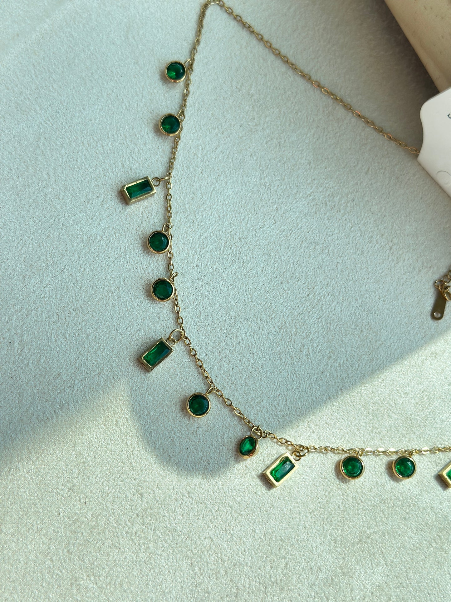 Crystal Bezel Fringe Necklace