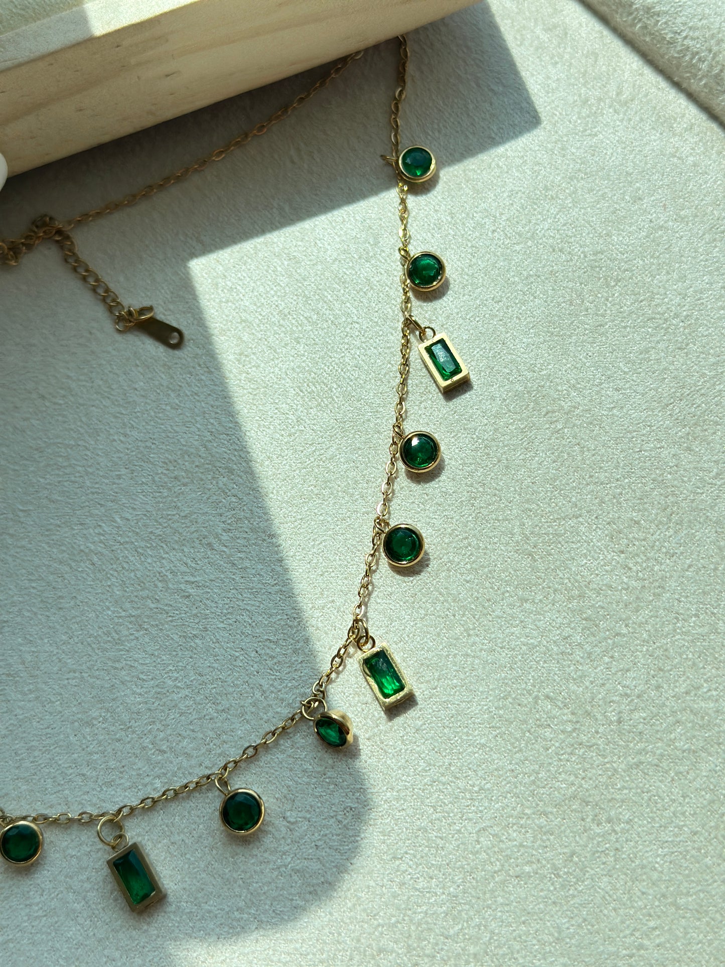 Crystal Bezel Fringe Necklace