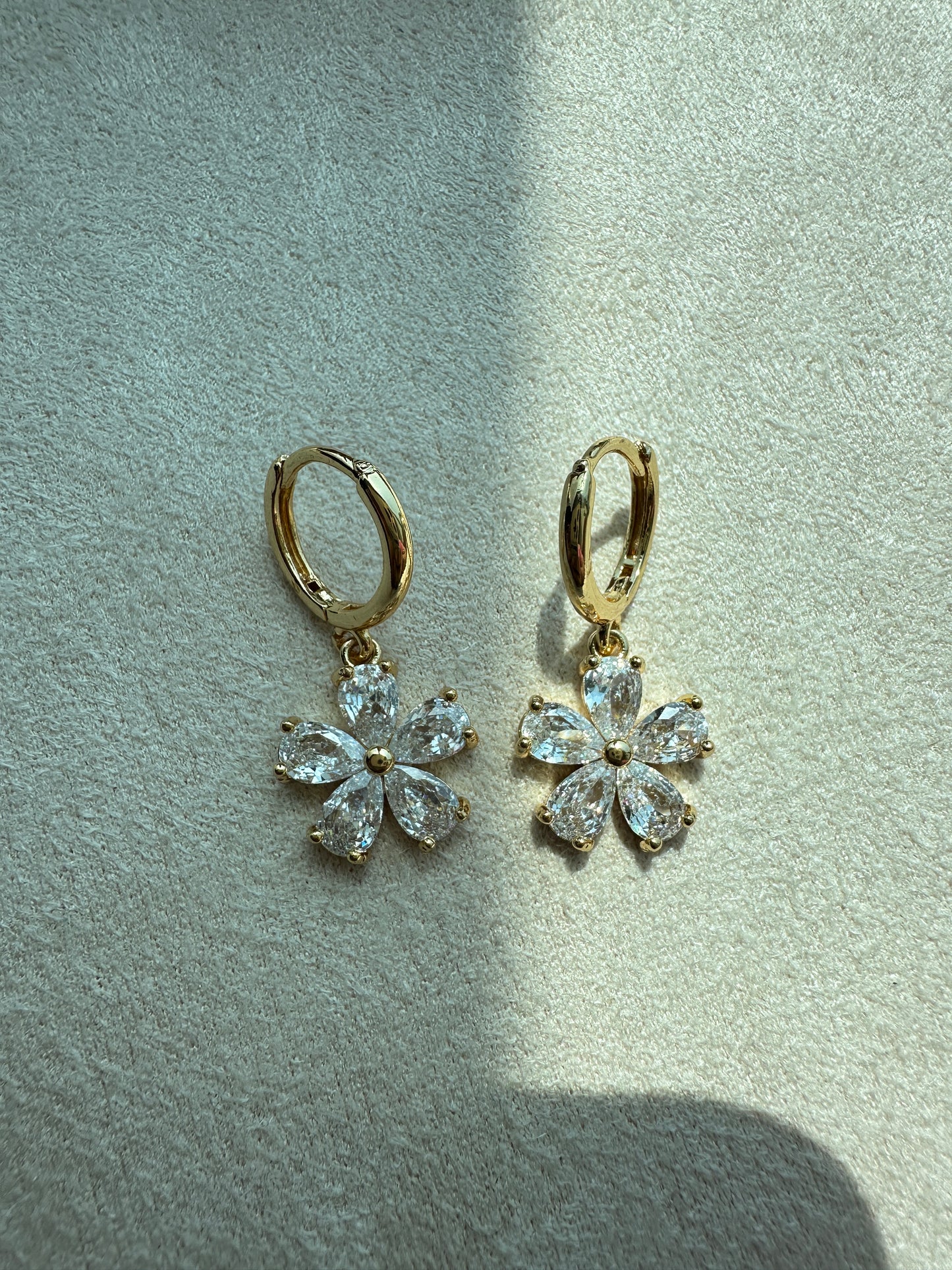 Crystal Flower Hoop Drop Earrings
