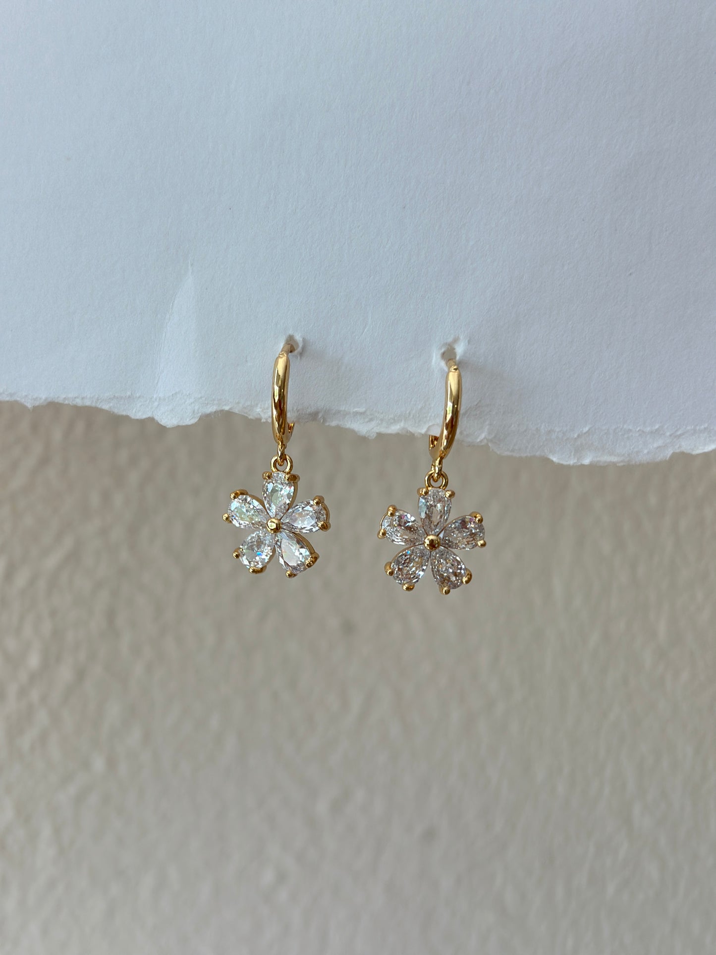 Crystal Flower Hoop Drop Earrings