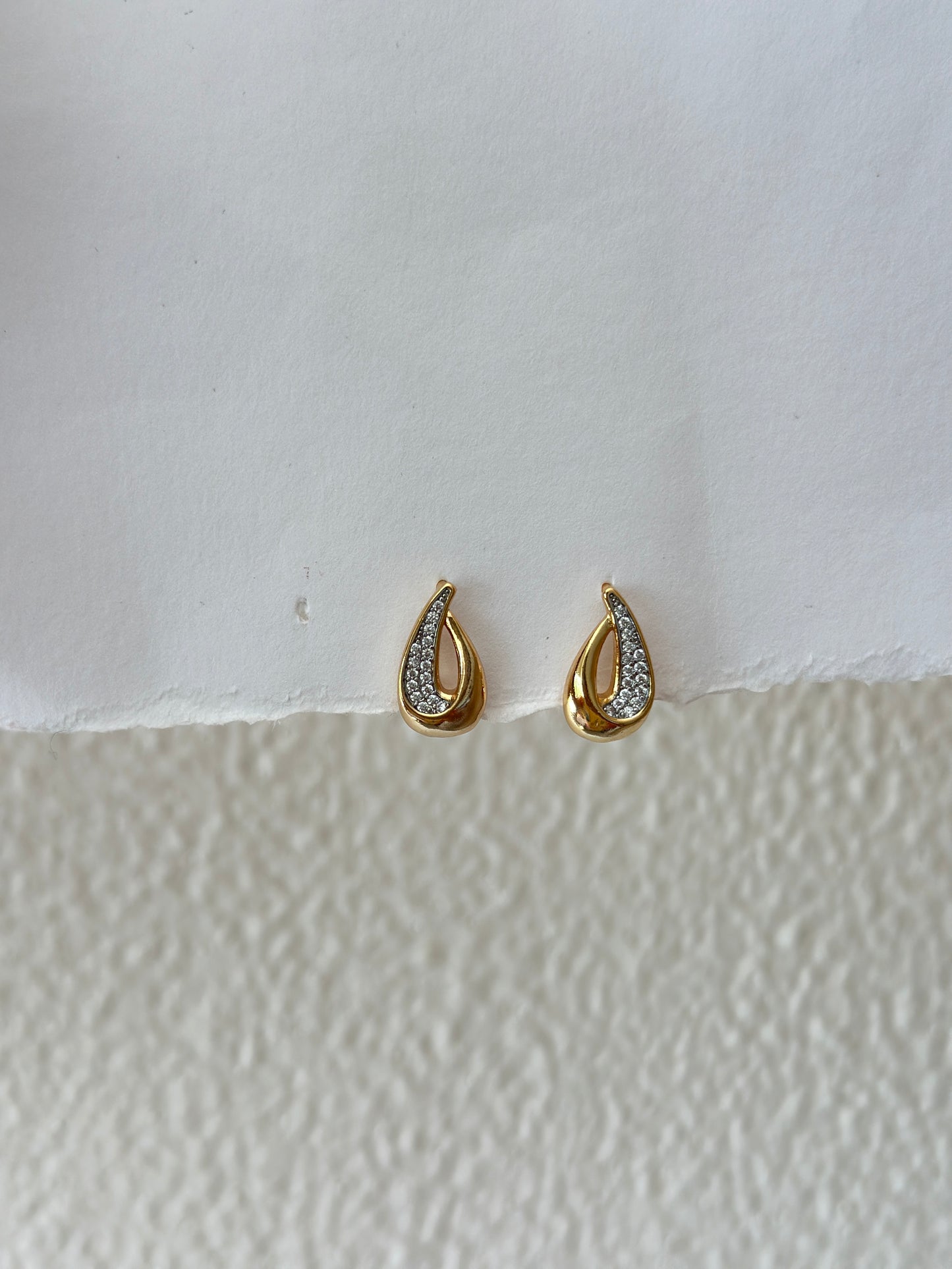 Open Teardrop Pave Stud Earrings