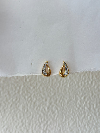 Open Teardrop Pave Stud Earrings