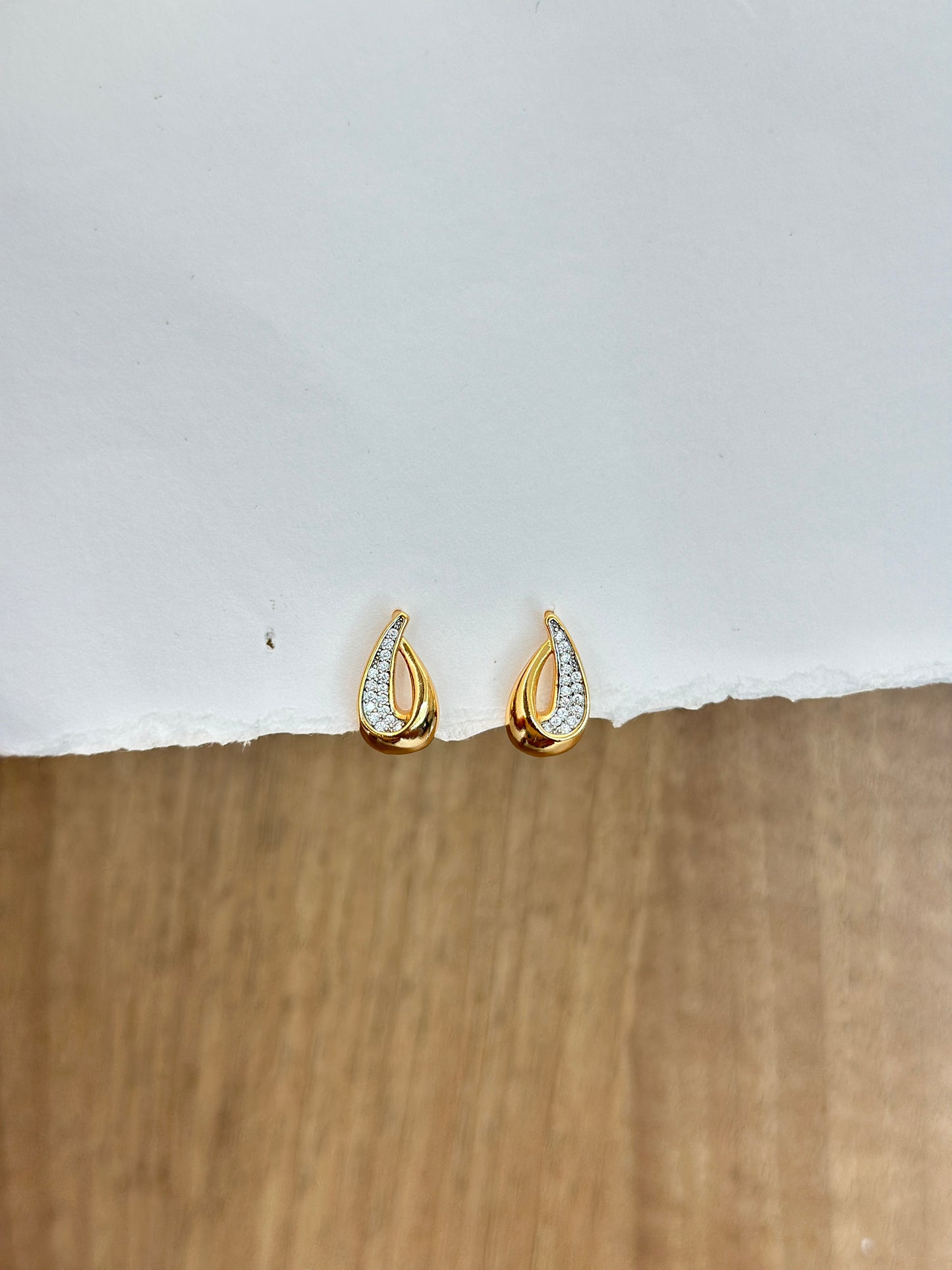 Open Teardrop Pave Stud Earrings
