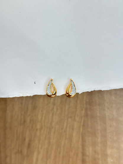 Open Teardrop Pave Stud Earrings