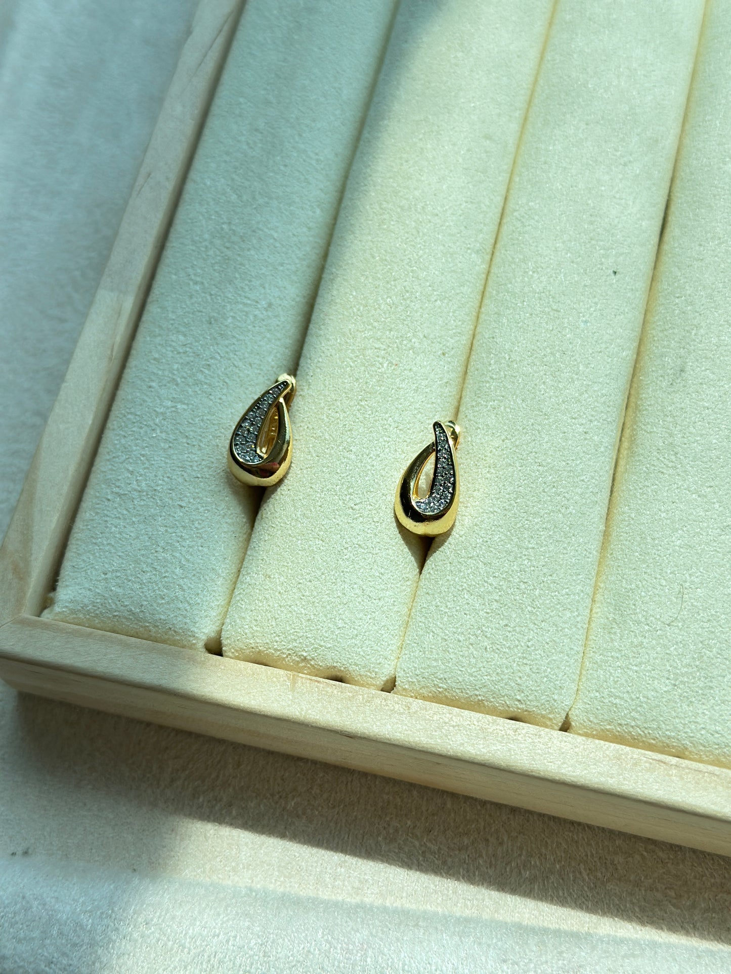 Open Teardrop Pave Stud Earrings