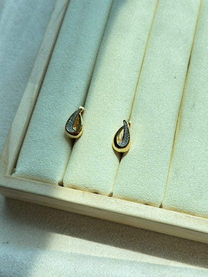 Open Teardrop Pave Stud Earrings
