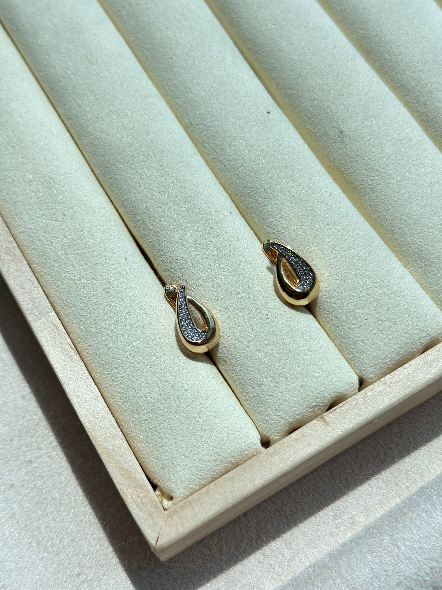 Open Teardrop Pave Stud Earrings