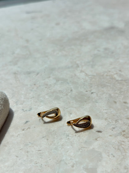 Open Teardrop Pave Stud Earrings