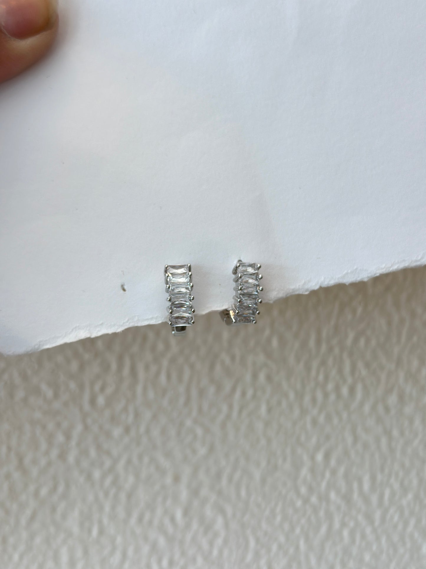 Baguette Crystal Huggie Hoop Earrings