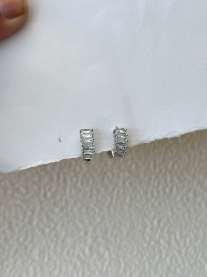 Baguette Crystal Huggie Hoop Earrings