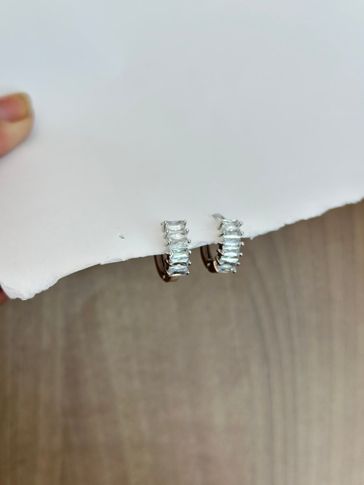Baguette Crystal Huggie Hoop Earrings