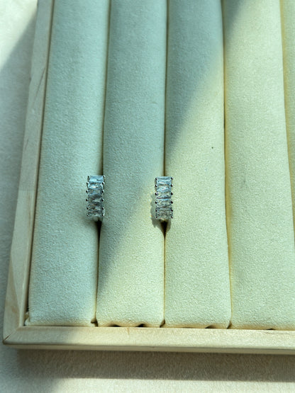 Baguette Crystal Huggie Hoop Earrings
