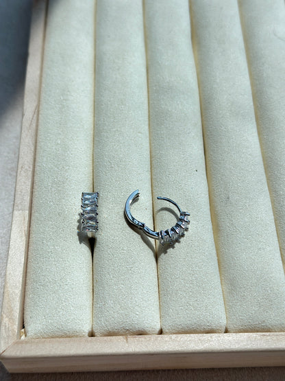 Baguette Crystal Huggie Hoop Earrings