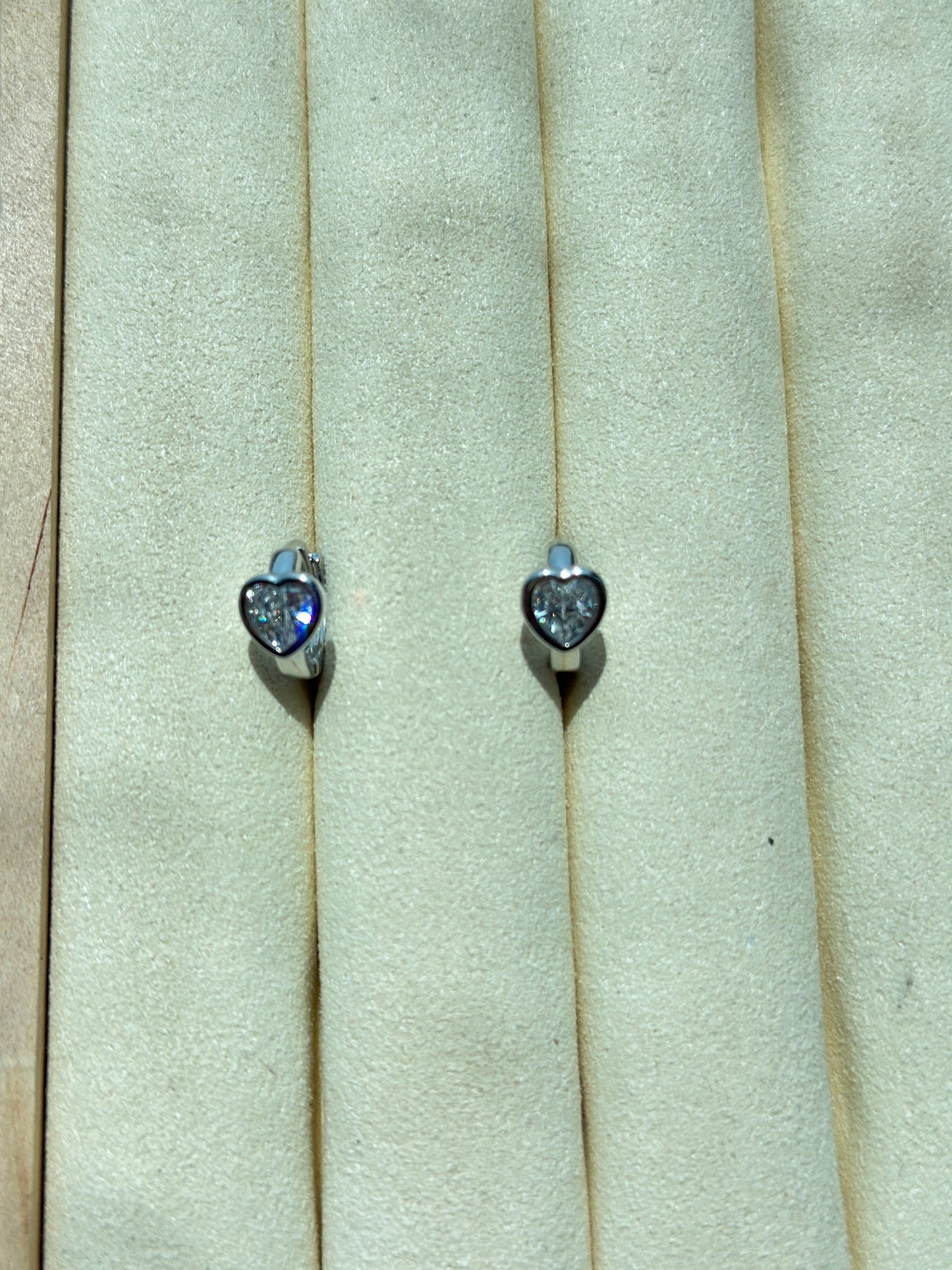 Heart Crystal Bezel Hoops Earrings