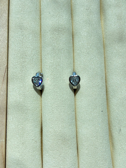 Heart Crystal Bezel Hoops Earrings