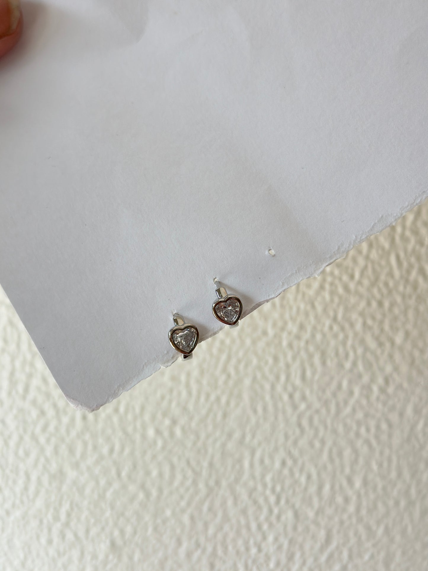 Heart Crystal Bezel Hoops Earrings