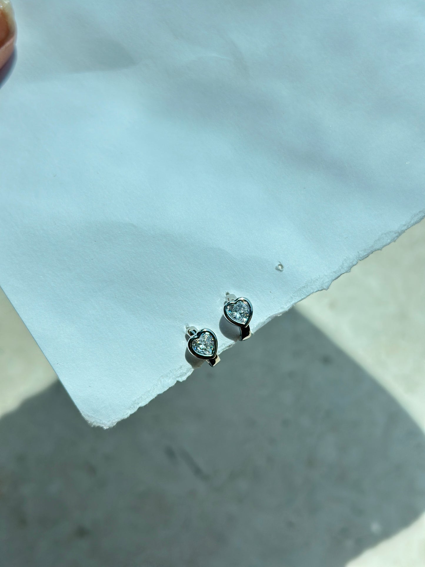 Heart Crystal Bezel Hoops Earrings