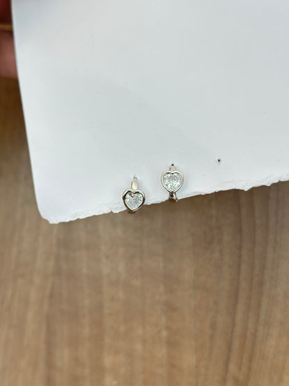 Heart Crystal Bezel Hoops Earrings