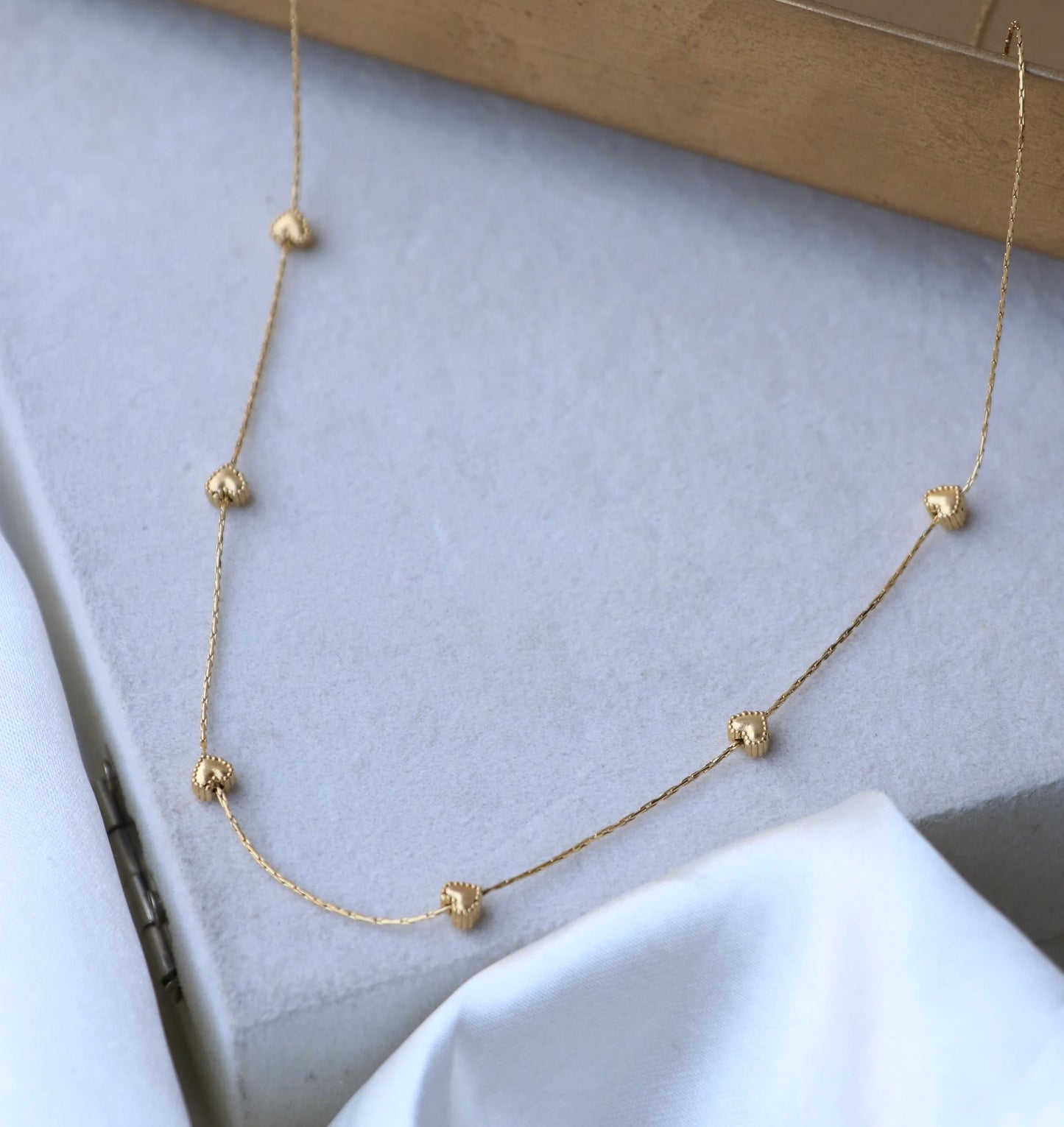 Heart and Bead Station Necklace