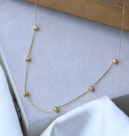 Heart and Bead Station Necklace