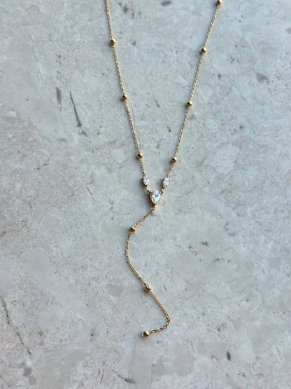 Pear Crystal Lariat Necklace
