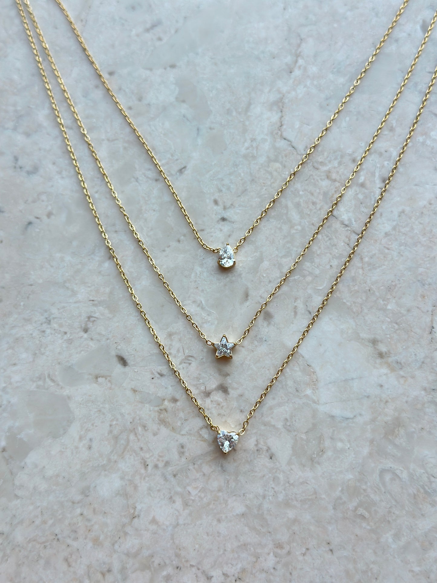 3 Layer Crystal Solitaire Necklace