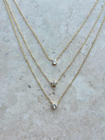 3 Layer Crystal Solitaire Necklace
