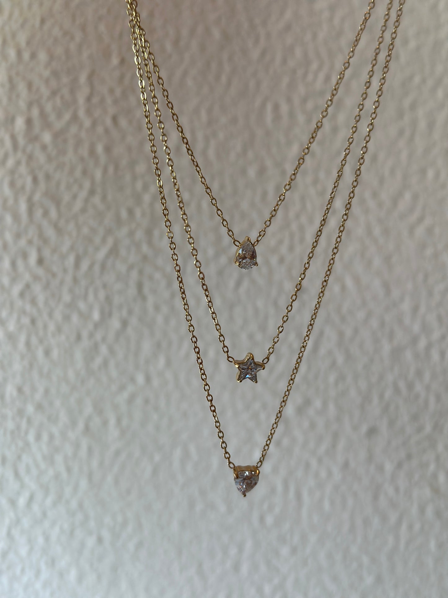 3 Layer Crystal Solitaire Necklace