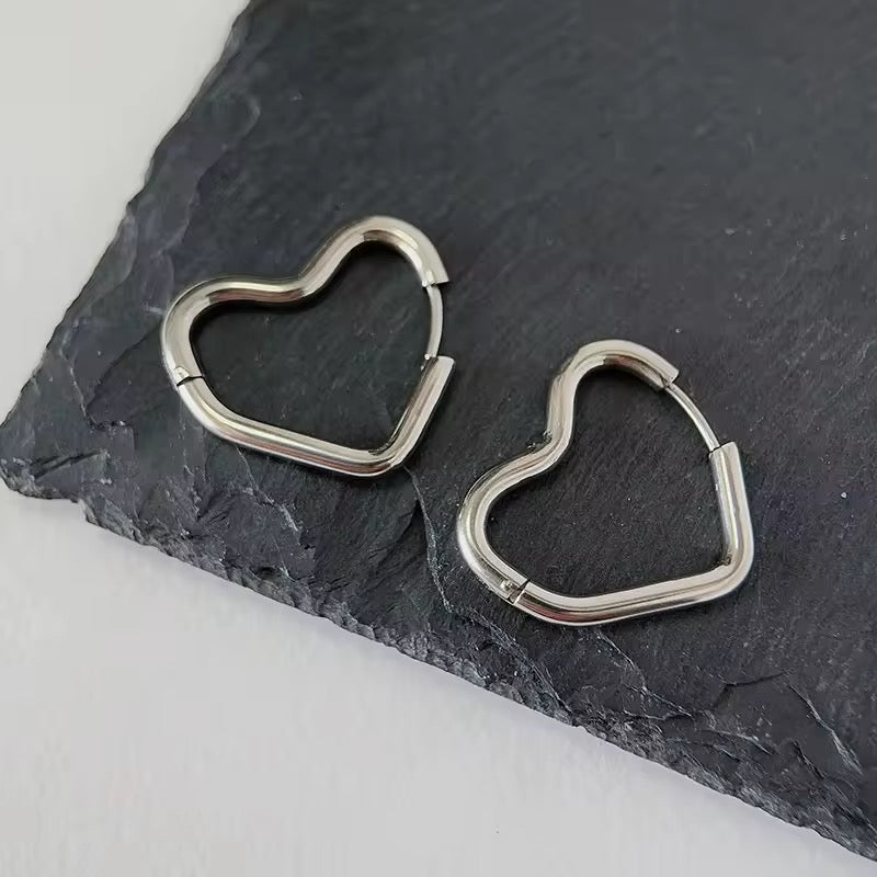 Silver Heart Hoop Earrings