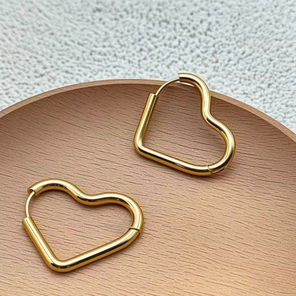 Silver Heart Hoop Earrings