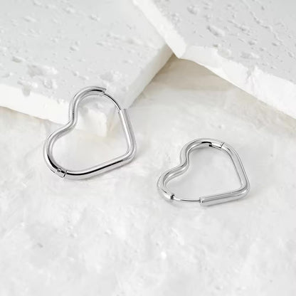 Silver Heart Hoop Earrings