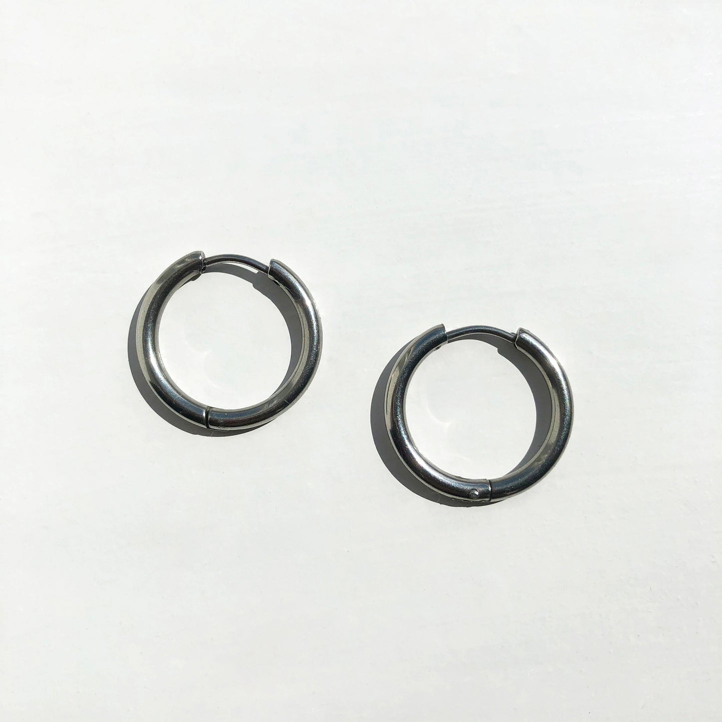 Thick Tube Silver Hoop Earrings