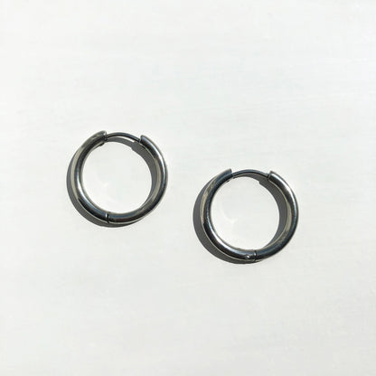 Thick Tube Silver Hoop Earrings