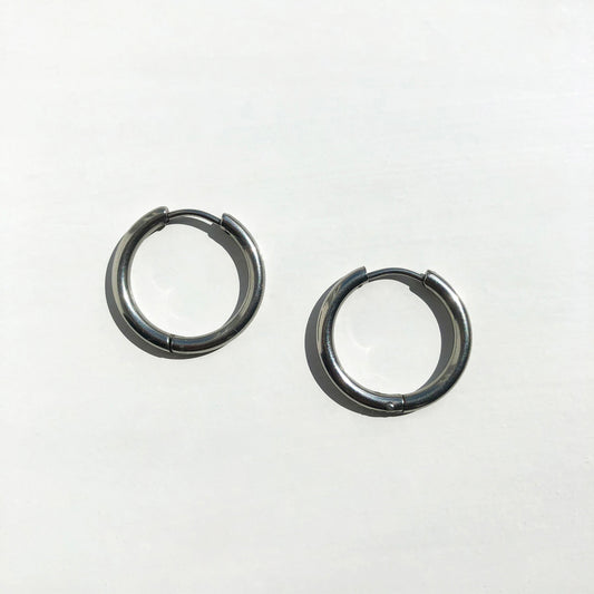 Thick Tube Silver Hoop Earrings