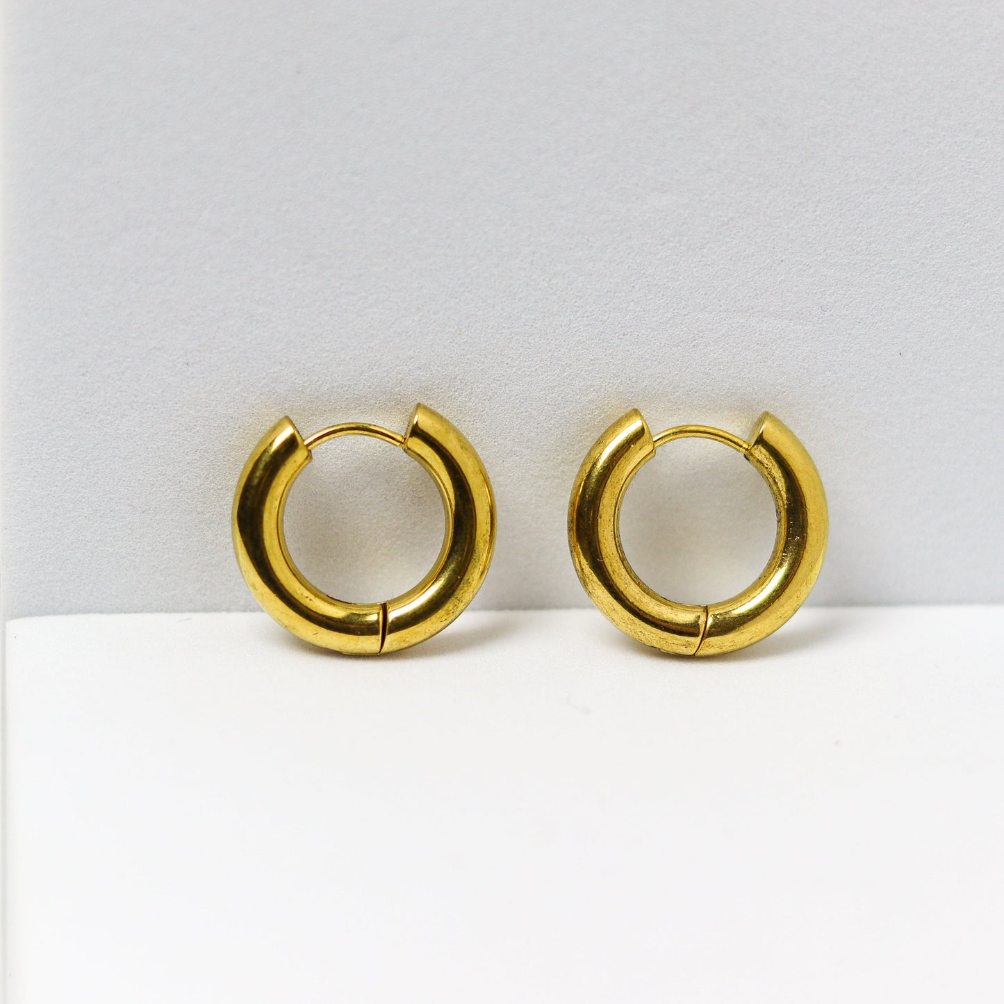 Thick Tube Gold Hoop Earrings