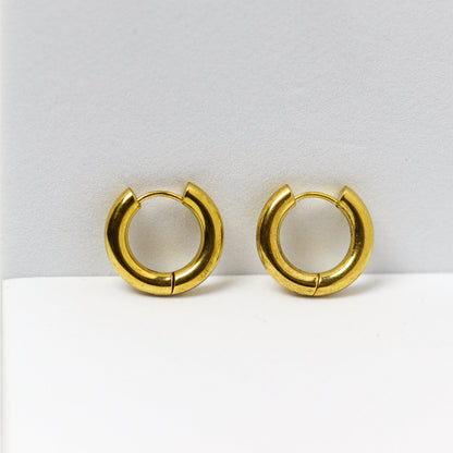 Thick Tube Gold Hoop Earrings