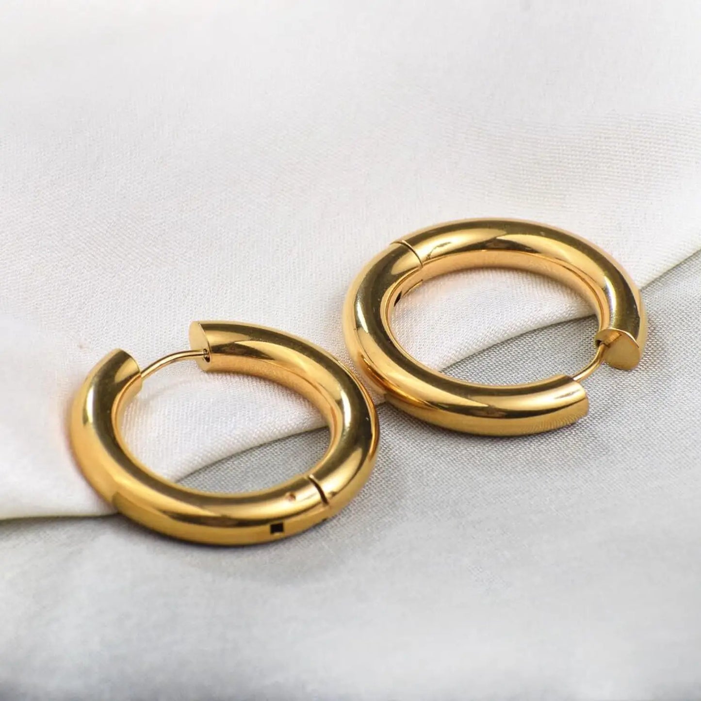 Thick Tube Gold Hoop Earrings