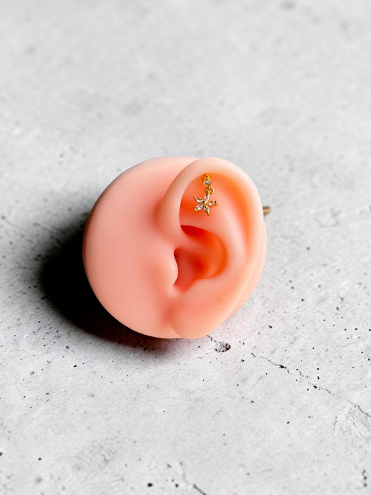 Imported Stone Flower Drop Helix Stud Earring