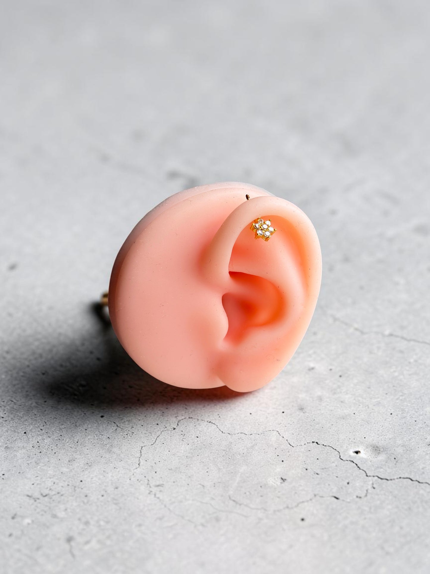 Imported Stone Flower Helix Stud Earring