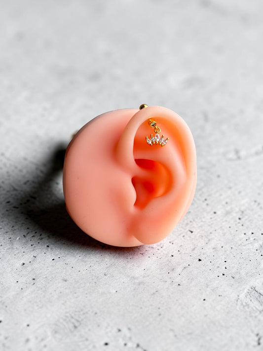 Lotus Crown Crystal Dangle Helix Stud Earring