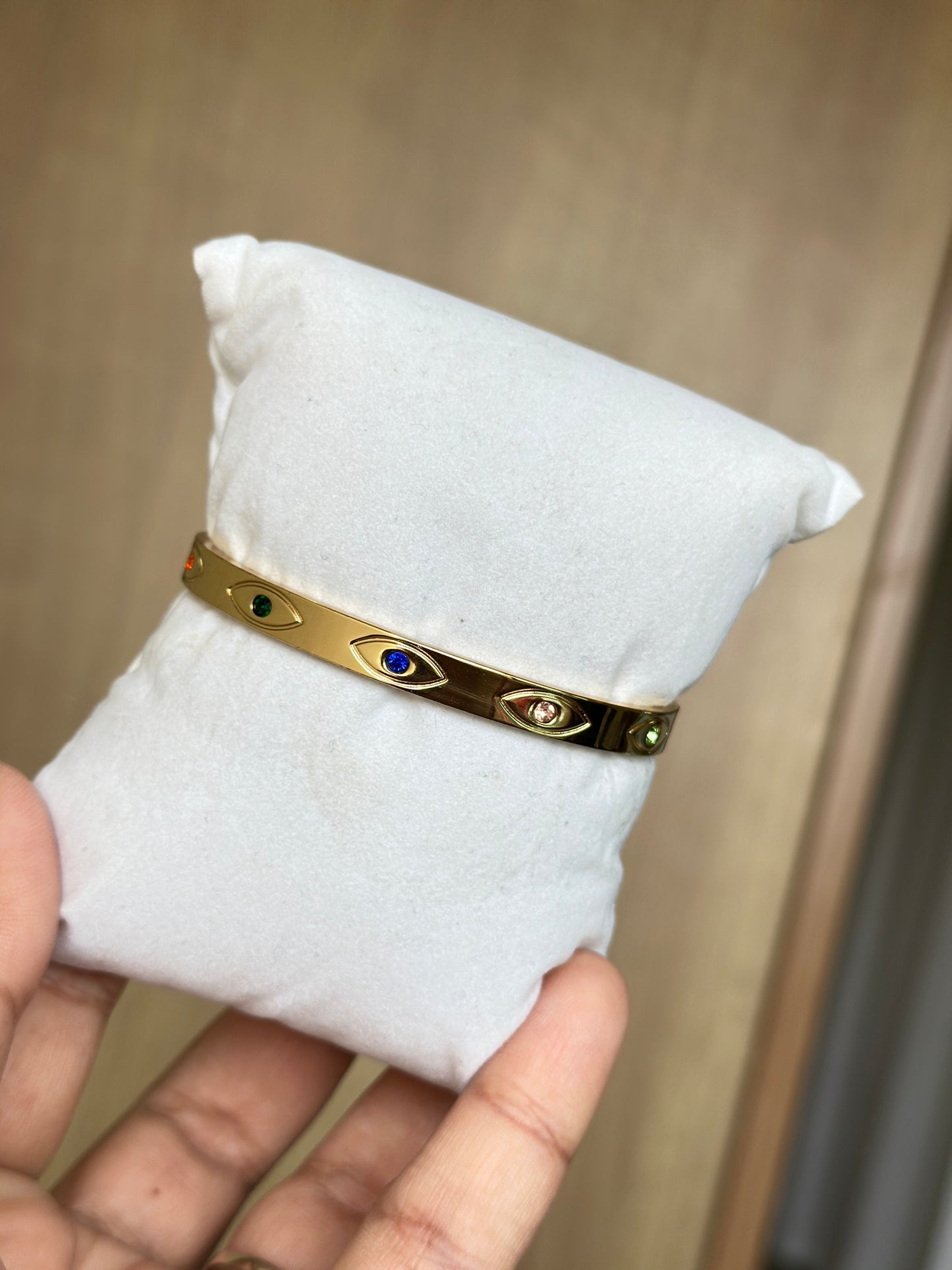 Multi Colour Evil Eye Gold Bangle