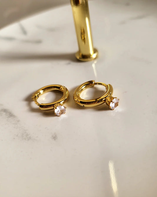 Oval Gold Huggie Hoop Earrings
