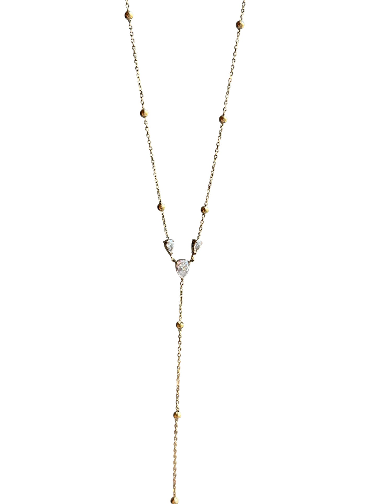 Pear Crystal Lariat Necklace