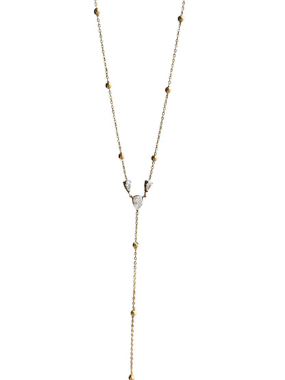 Pear Crystal Lariat Necklace