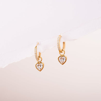 Rose Heart Teardrop Charm Earrings