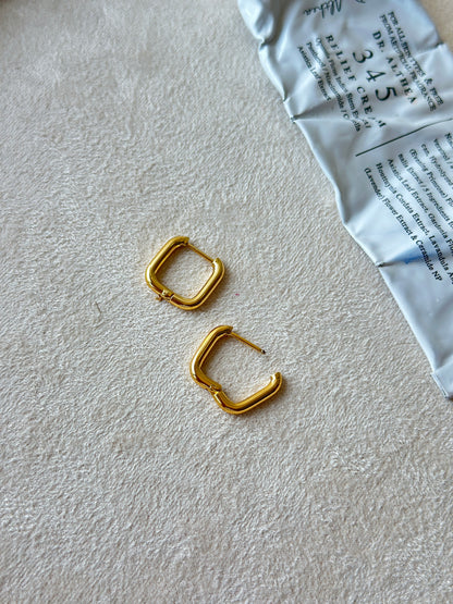 Small Square Gold Huggie Hoop Earrings